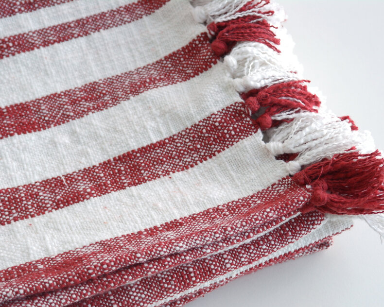 Plaid Jax in soft slub cotton – striped in seven natural shades, matching the Jax cushions