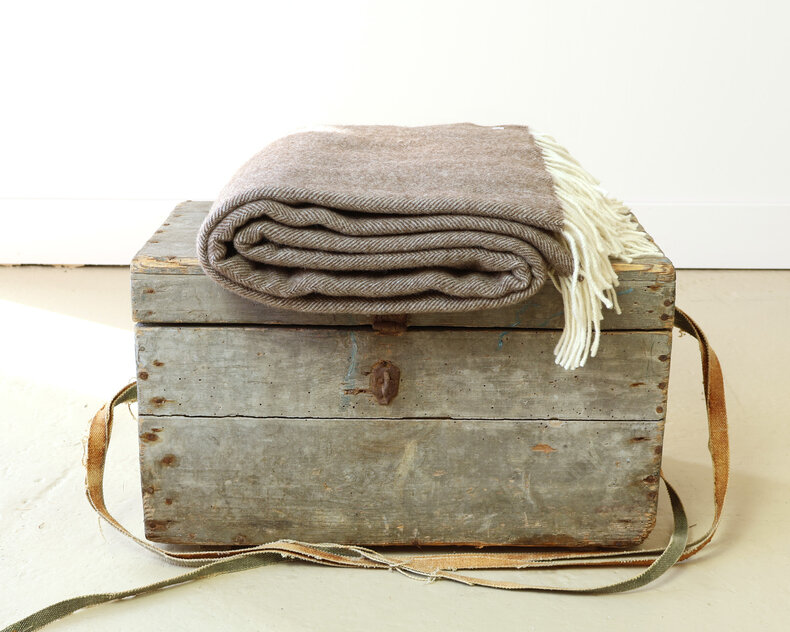 Storm Wool Throw 140x200 cm – Classic Herringbone Weave