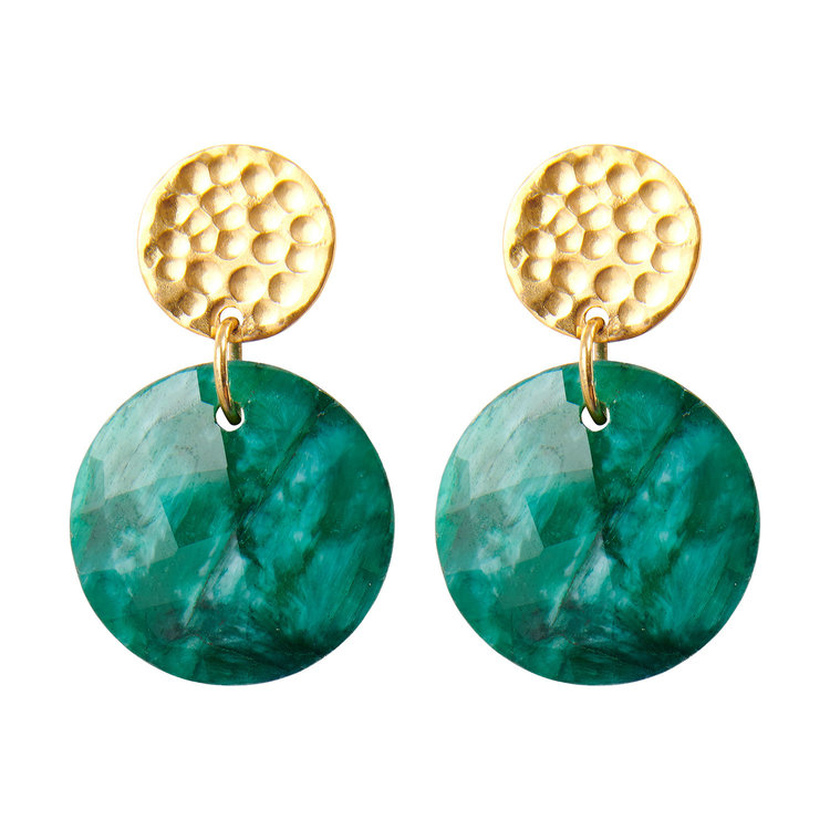 NOX Amsterdam NOX round smaragd groene oorbellen