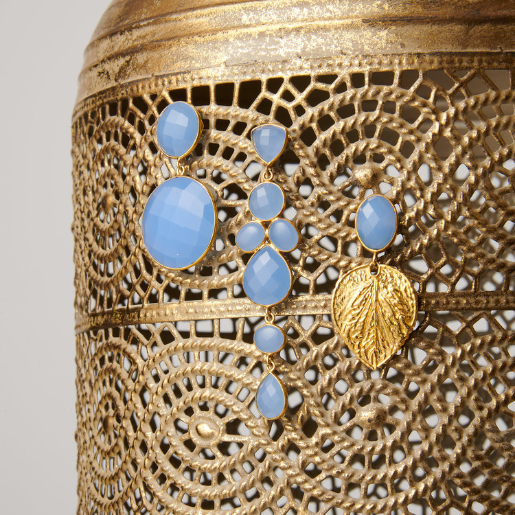 NOX Amsterdam NOX leaf grijs chalcedoon oorbellen