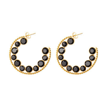 NOX Amsterdam Lovely hoop zwarte oorbellen