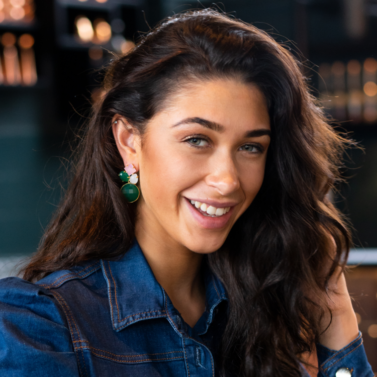 NOX Amsterdam NOX just impressive round zacht roze, wit & groene oorbellen