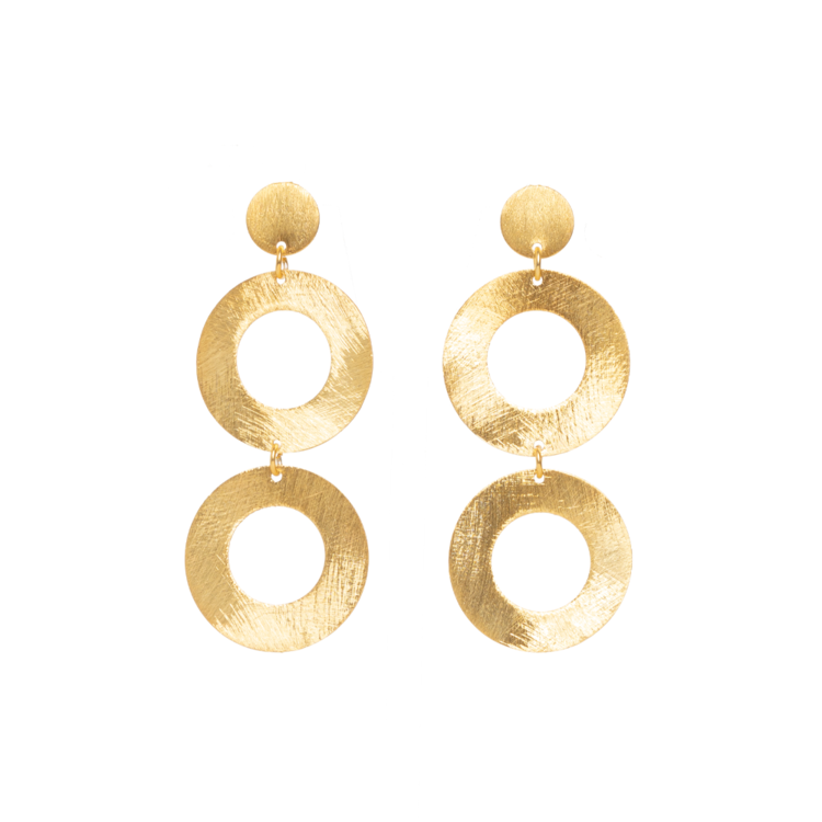 NOX Amsterdam NOX double round matte gouden oorbellen