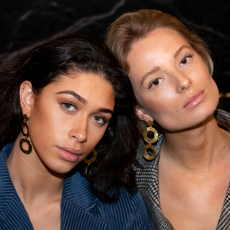 NOX Amsterdam NOX double round gehamerde gouden oorbellen