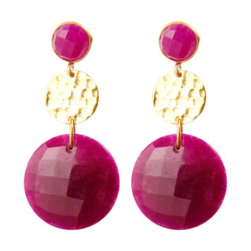 NOX Amsterdam Colored statement donker fuchsia oorbellen