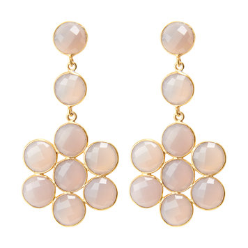 NOX Amsterdam Ornament grijs chalcedoon oorbellen