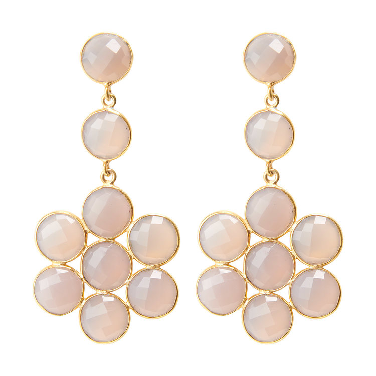 NOX Amsterdam NOX ornament grijs chalcedoon oorbellen