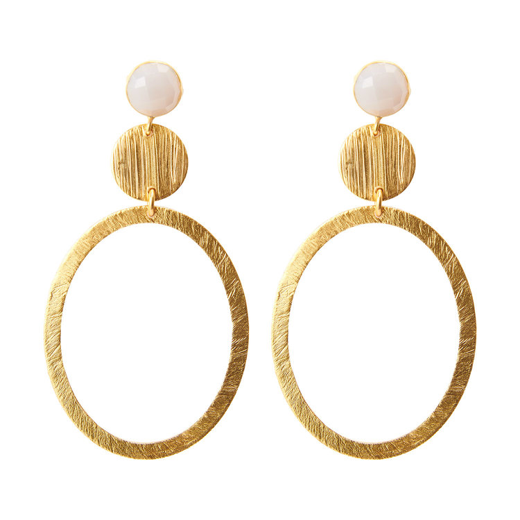 NOX Amsterdam NOX colored statement grijs chalcedoon matte oorbellen