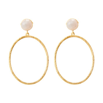 NOX Amsterdam Big colored oval chic grijs chalcedoon oorbellen