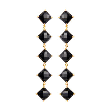 NOX Amsterdam Diamondfall 5 stones zwarte oorbellen