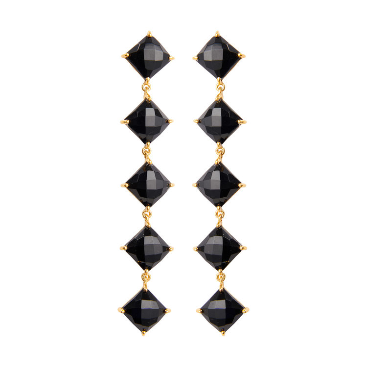 NOX Amsterdam NOX diamondfall 5 stones zwarte oorbellen