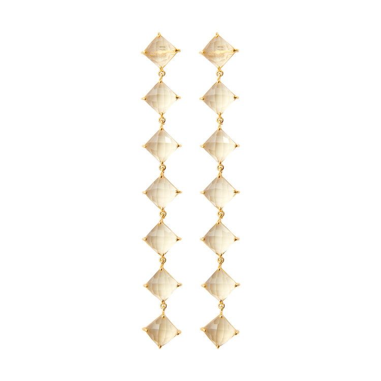 NOX Amsterdam NOX diamondfall 7 stones lemon gouden oorbellen