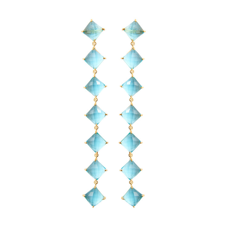 NOX Amsterdam NOX diamondfall 7 stones zacht blauwe oorbellen