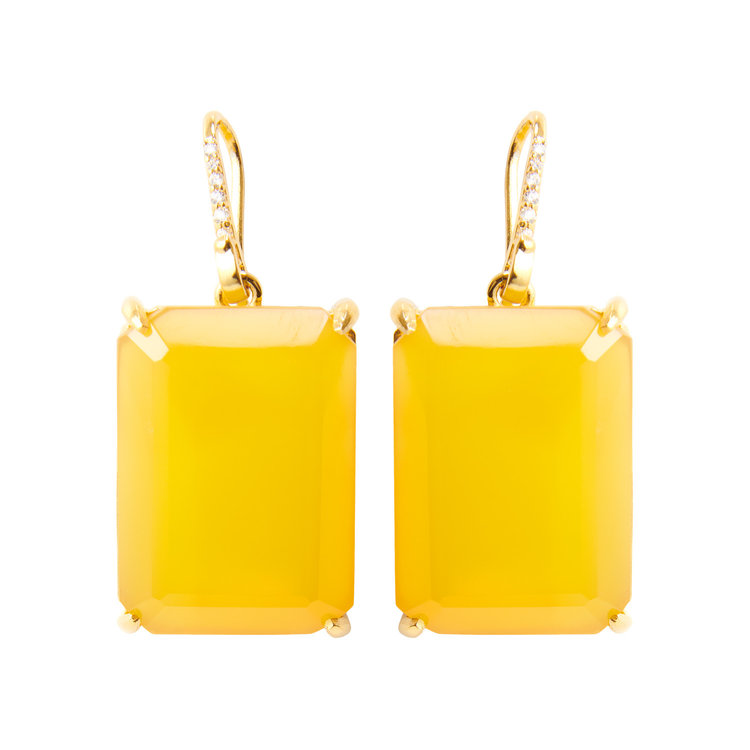 NOX Amsterdam NOX single brick geel chalcedoon oorbellen