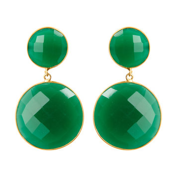 NOX Amsterdam Double round groene oorbellen