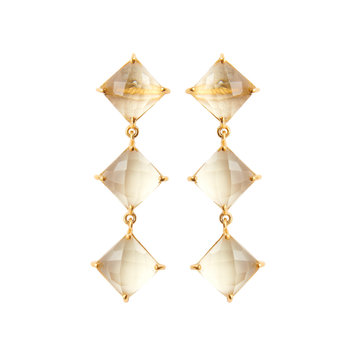 NOX Amsterdam Diamondfall 3 stones lemon gouden oorbellen