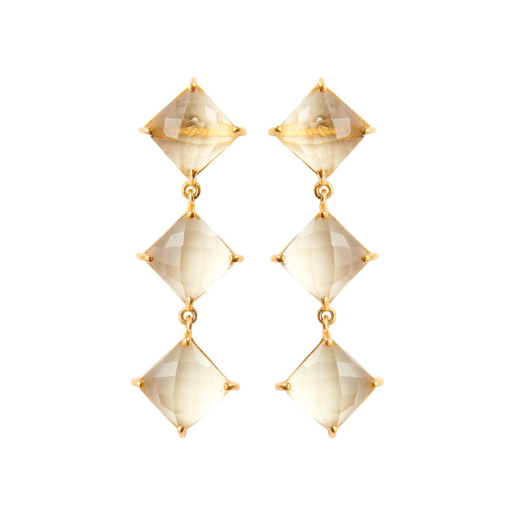 NOX Amsterdam Diamondfall 3 stones lemon gold