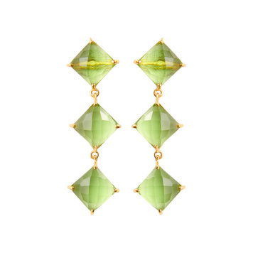 NOX Amsterdam Diamondfall 3 stones appel groene oorbellen