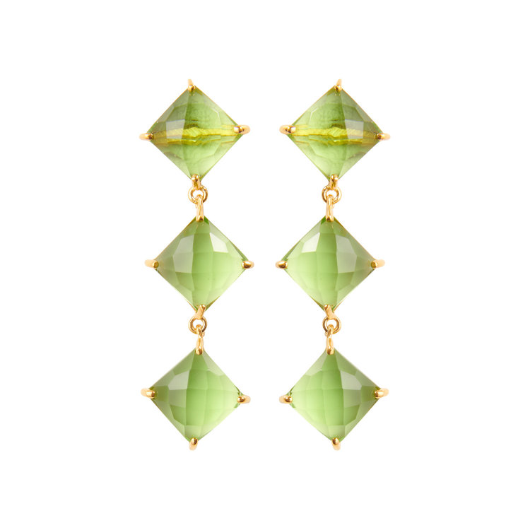 NOX Amsterdam Diamondfall 3 stones appel groene oorbellen