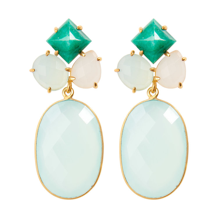NOX Amsterdam NOX just impressive oval amazonite, white & emerald green