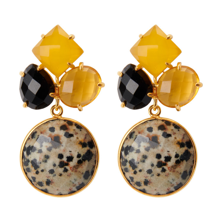 NOX Amsterdam NOX just impressive round soft yellow, black & dalmatian jasper