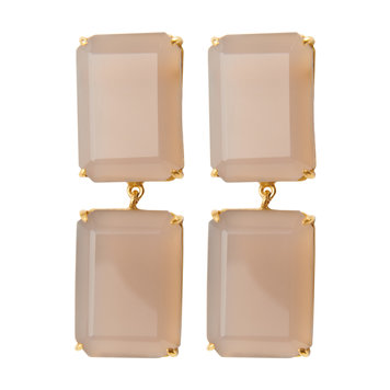 NOX Amsterdam Double brick grijs chalcedoon oorbellen
