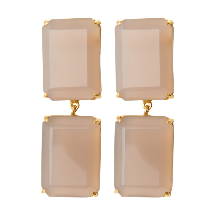 NOX Amsterdam NOX double brick grijs chalcedoon oorbellen