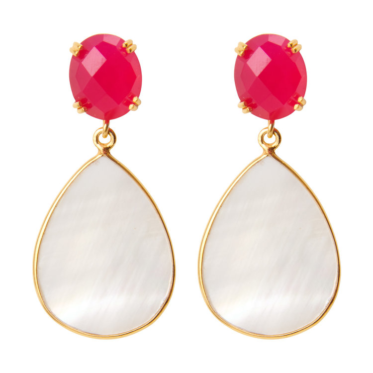 NOX Amsterdam NOX little drop mother of pearl treasure fuchsia oobellen