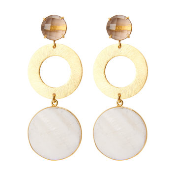 NOX Amsterdam Big double round mother of pearl smokey earrings