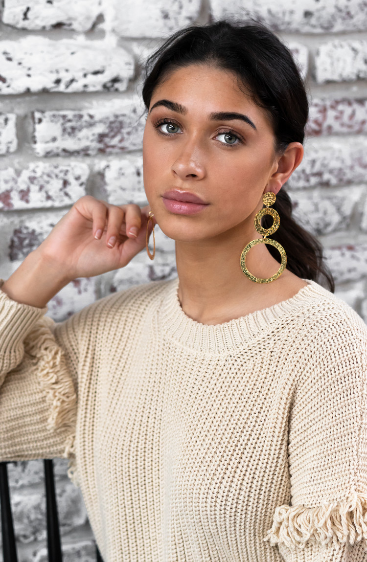 NOX Amsterdam NOX big statement gehamerde gouden oorbellen