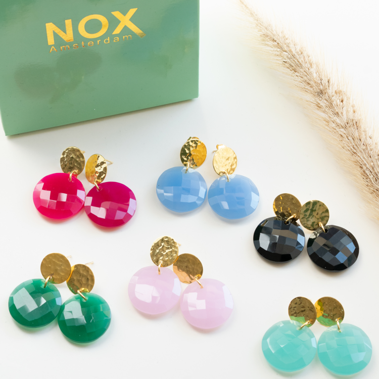 NOX Amsterdam NOX round zwarte oorbellen