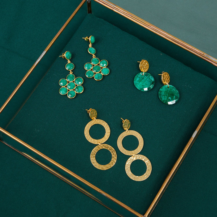 NOX Amsterdam NOX double round matte gouden oorbellen