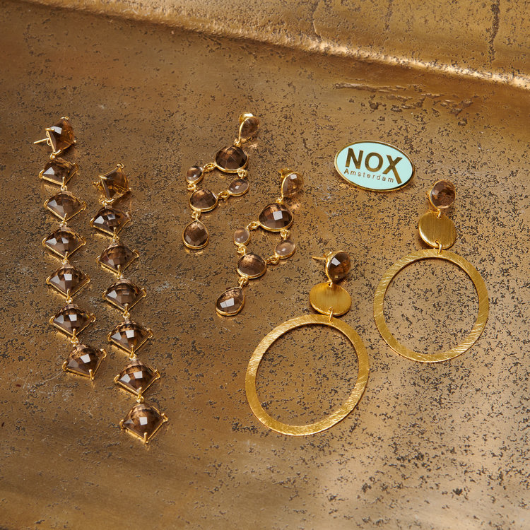 NOX Amsterdam NOX diamondfall 7 stones smokey oorbellen
