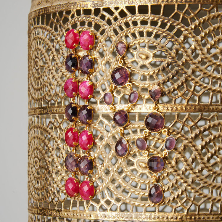 NOX Amsterdam NOX multicolor fuchsia & paars oorbellen