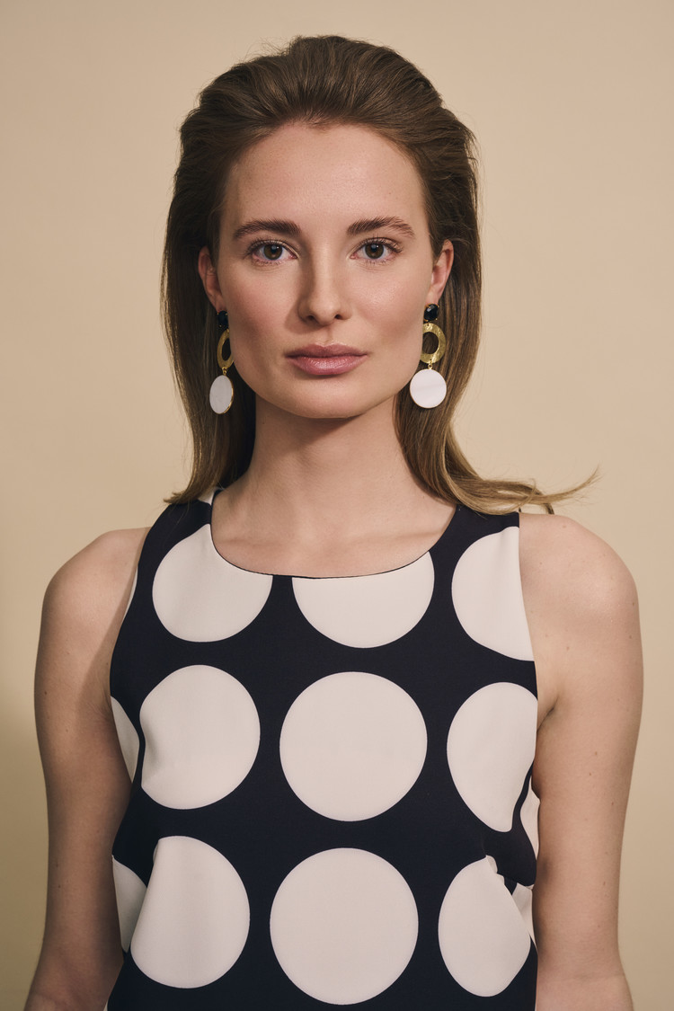 NOX Amsterdam NOX big double round mother of pearl dalmatiër jasper oorbellen