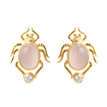 NOX Amsterdam Lucky bug roze chalcedoon oorbellen