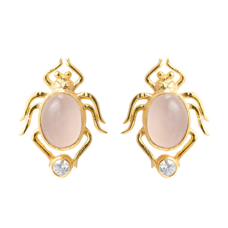 NOX Amsterdam NOX lucky bug roze chalcedoon oorbellen