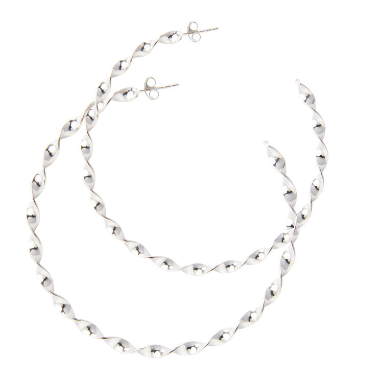 NOX Amsterdam NOX twisted hoops large zilveren oorbellen