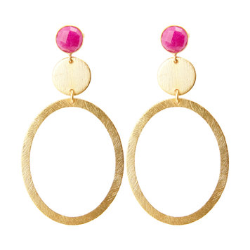 NOX Amsterdam Big colored statement fuchsia mat earring