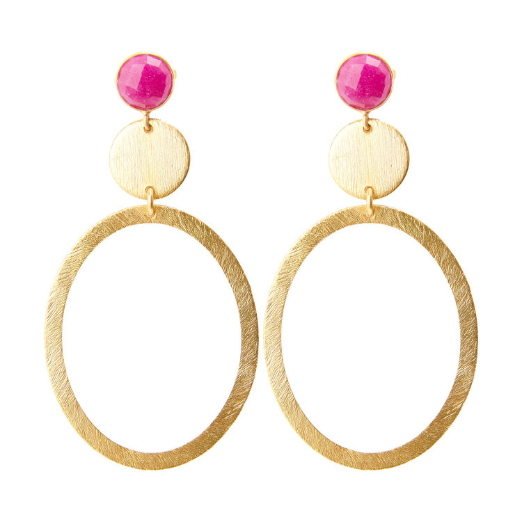 NOX Amsterdam NOX big colored statement fuchsia mat earring
