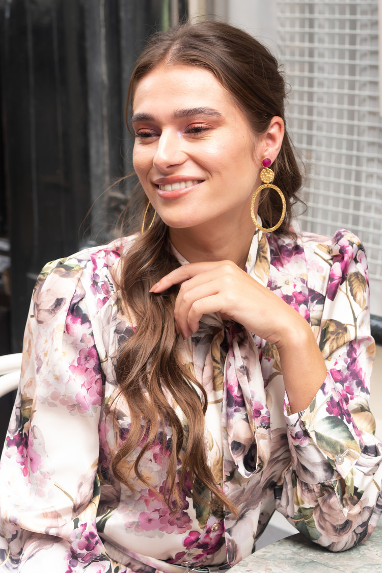 NOX Amsterdam NOX big colored statement fuchsia mat earring