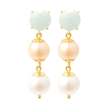 NOX Amsterdam Pure & Lovely gouden dubbel zoetwaterparel oorbellen