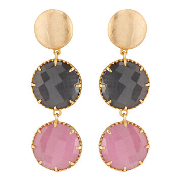 Monalisa double round donkergrijs & roze