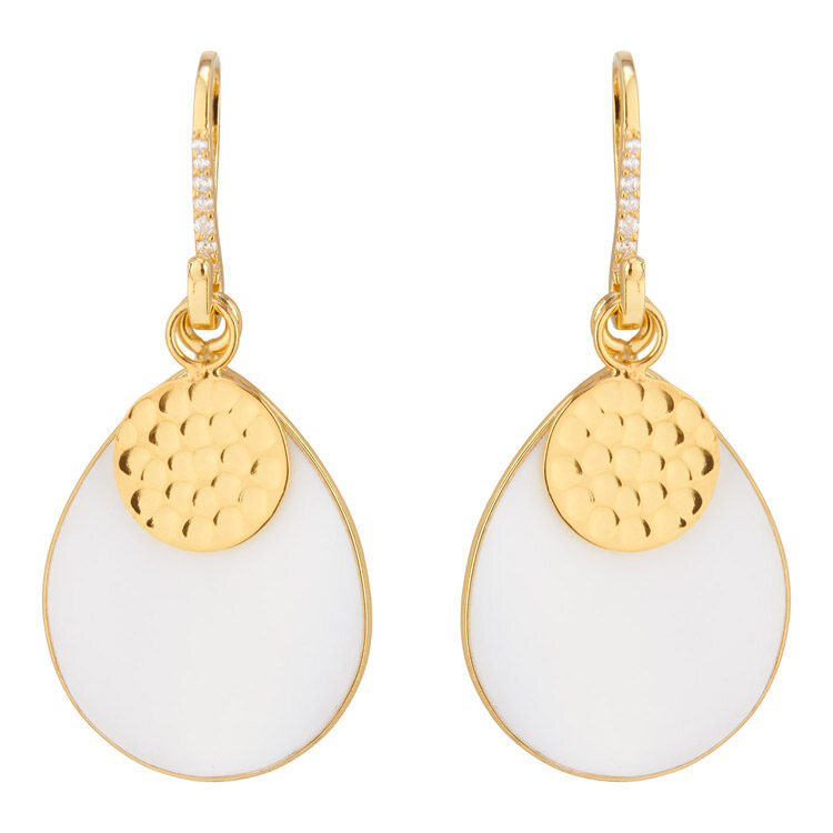 NOX Amsterdam NOX drop mother of pearl & coin  earrings on hook with stones