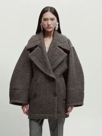 Erika Cavallini Coat Erika Cavallini P6WN01 brown wool