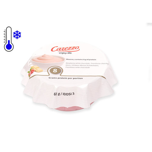 Carezzo Frambozen/witte chocolademousse 1 x 65 g Carezzo Frambozen/witte chocolademousse 1 x 65 g