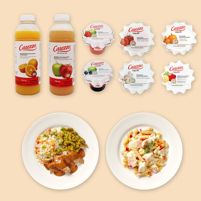 Carezzo Proef & Probeerbox - fruitdrinks, crèmesoepen en kleine maaltijden Carezzo Proef & Probeerbox - fruitdrinks, crèmesoepen en kleine maaltijden