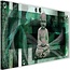 Schilderij Boeddha in abstractie, 2 maten, groen, Premium print