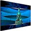 Schilderij Boeddha abstractie, 2 maten, blauw, Premium print
