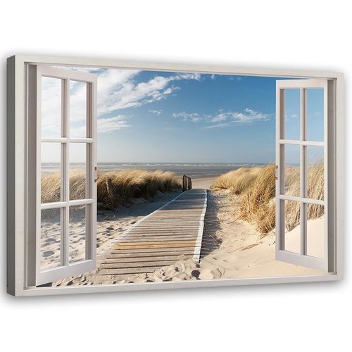Schilderij Uitzicht op Noordzee, 2 maten, wit/blauw, Premium print Schilderij Uitzicht op Noordzee, 2 maten, wit/blauw, Premium print